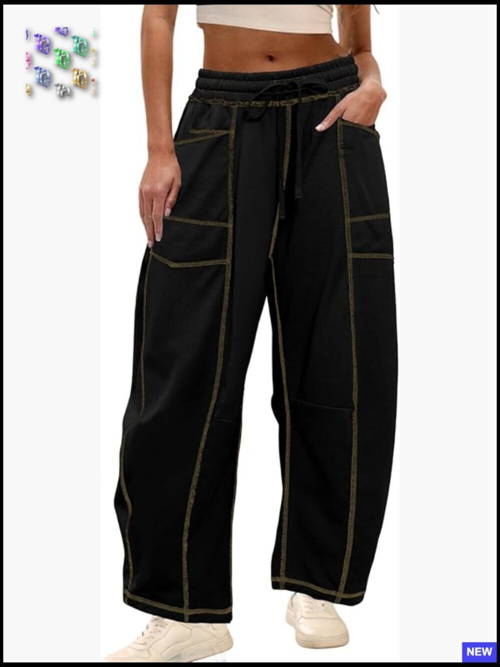Baggy Wide Leg Lounge Sweatpants High Rise Drawstring with Pockets